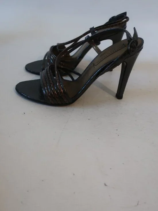 Women Bottega Veneta Black Brown Strappy Leather Stiletto Heel Sandals 36 US/6 - Picture 6 of 16